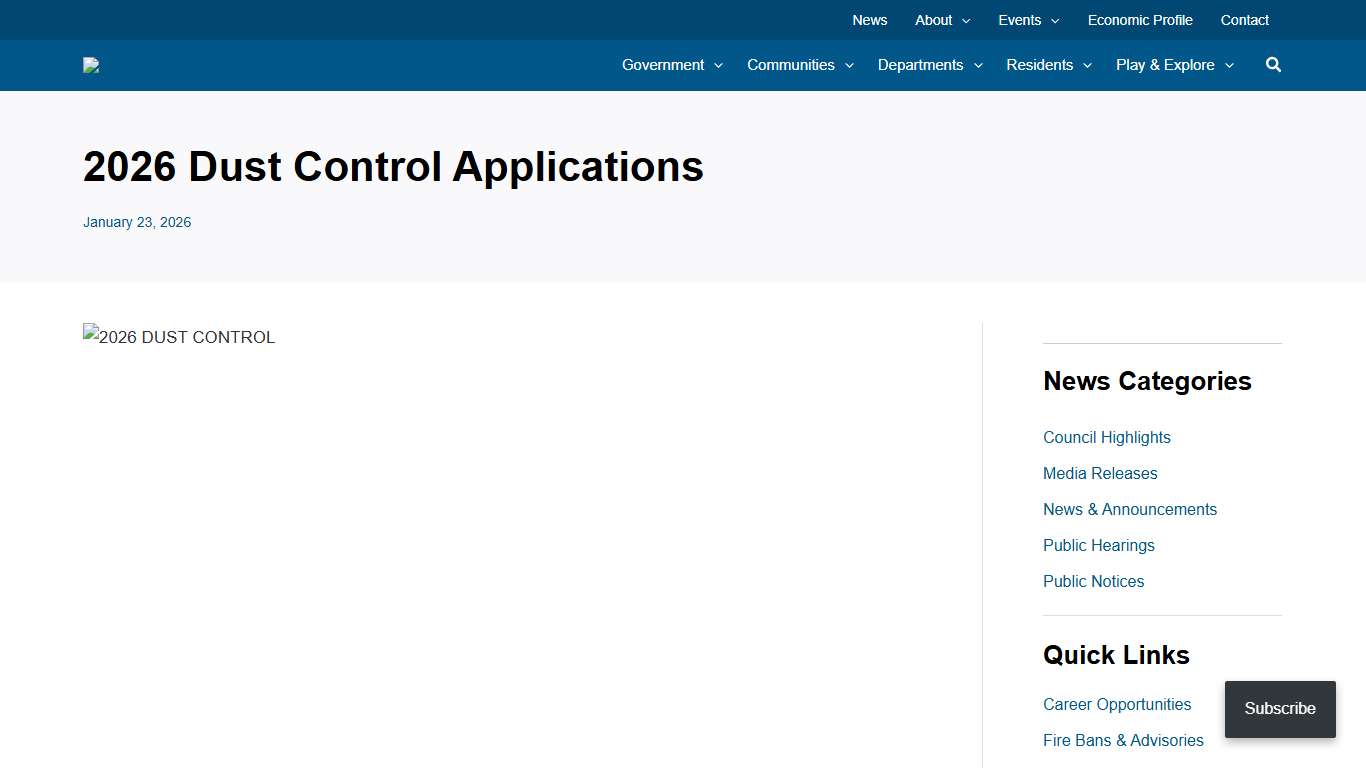 2025 Dust Control Applications Municipal District of Greenview No. 16